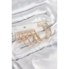 Mey İthalat® Pirinç Halka Model Gold Renk Kadın Set Küpe