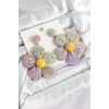 Mey İthalat® Pirinç Rainbow Papatya Model Gold Renk Kadın Hasır Küpe