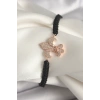 Mey İthalat® Pirinç Rose Renk Zirkon Taşlı Zambak Model Asansörlü Makrome Model Kadın Bileklik