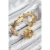 Mey İthalat® Pirinç Topcuk Model Gold Renk Bileklik Yüzük Set