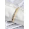 Mey İthalat® Pirinç VIP Seri Gold Renk Zirkon Taşlı Arpa Model Kadın Bileklik