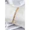 Mey İthalat® Pirinç VIP Seri Gold Zirkon Taşlı Balık Sırtı Model Kadın Bileklik