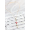 Mey İthalat® Pirinç Zincir Pembe Gold Renk Zirkon Taşlı Y Kolye