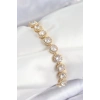 Mey İthalat® Pirinç Zirkon Taşlı Daire Baget Model Gold Renk VIP Seri Kadın Bileklik