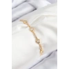 Mey İthalat® Pirinç Zirkon Taşlı Daire Model Gold Renk Asansörlü Kadın Bileklik