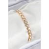 Mey İthalat® Pirinç Zirkon Taşlı Kare Model Gold Renk Asansörlü Kadın Bileklik