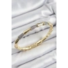 Mey İthalat® Pirinç Zirkon Taşlı Kemik Model Gold Renk Vip Kadın Bileklik