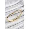 Mey İthalat® Pirinç Zirkon Taşlı Kemik Model Gold Renk Vip Kadın Bileklik