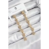 Mey İthalat® Pirinç Zirkon Taşlı Sallantılı Yıldız Model Gold Renk Kadın Küpe