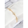 Mey İthalat® Pirinç Zirkon Taşlı Sıralı Kalp Model Gold Renk Kadın Bileklik