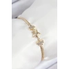 Mey İthalat® Pirinç Zirkon Taşlı Yıldız Model Gold Renk Kadın Bileklik
