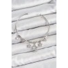 Mey İthalat® Pirinç Zirkon Taşlı Yıldız Model Gümüş Renk Charm Bileklik