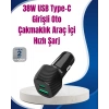 Mey İthalat® Power Delivery Destekli 38W Araç Tipi Hızlı Şarj Cihazı