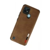 Mey İthalat®  Realme C21 Kılıf Loop Deri Silikon - Kahverengi