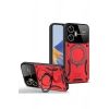 Mey İthalat®  Realme C55 Kılıf Joy Lens Standlı Kapak - Kırmızı