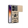 Mey İthalat®   Redmi 13 4G Kılıf Pars Lens Yüzüklü Silikon - Gold