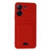 Mey İthalat®   Redmi 13C Kılıf Kelvin Kartvizitli Silikon - Kırmızı