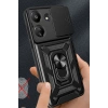 Mey İthalat®   Redmi 13C Kılıf Pars Lens Yüzüklü Silikon - Kırmızı