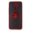 Mey İthalat®   Redmi 9 Kılıf Montreal Yüzüklü Silikon Kapak - Kırmızı