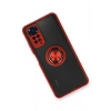 Mey İthalat®   Redmi Note 11 Kılıf Montreal Yüzüklü Silikon Kapak - Kırmızı