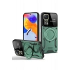 Mey İthalat®   Redmi Note 11 Pro Kılıf Joy Lens Standlı Kapak - Koyu Yeşil