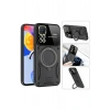 Mey İthalat®   Redmi Note 11 Pro Kılıf Joy Lens Standlı Kapak - Koyu Yeşil