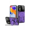 Mey İthalat®   Redmi Note 11 Pro Kılıf Joy Lens Standlı Kapak - Mor
