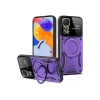 Mey İthalat®   Redmi Note 12 Pro 4G Kılıf Joy Lens Standlı Kapak - Mor