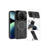 Mey İthalat®   Redmi Note 14 Pro 5G Kılıf Joy Lens Standlı Kapak - Siyah