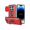 Mey İthalat®   Redmi Note 14 Pro Plus Kılıf Pars Lens Yüzüklü Silikon - Kırmızı