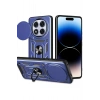 Mey İthalat®   Redmi Note 14 Pro Plus Kılıf Pars Lens Yüzüklü Silikon - Lacivert