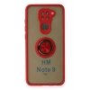 Mey İthalat®   Redmi Note 9 Kılıf Montreal Yüzüklü Silikon Kapak - Kırmızı
