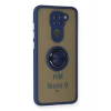 Mey İthalat®   Redmi Note 9 Kılıf Montreal Yüzüklü Silikon Kapak - Lacivert