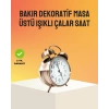 Mey İthalat® Retro Tarz Bronz Dekoratif Masa Saati Metal Gövde Yüksek Sesli Alarm