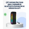 Mey İthalat® RGB Işıklı Çift Hoparlörlü Taşınabilir Bluetooth Speaker ve Mikrofon