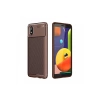 Mey İthalat®  Samsung Galaxy A01 Core Kılıf Auto Focus Karbon Kapak - Kahverengi
