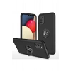 Mey İthalat®  Samsung Galaxy A02S Kılıf Elit Yüzüklü Kapak - Siyah