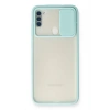 Mey İthalat®  Samsung Galaxy A11 Kılıf Palm Buzlu Kamera Sürgülü Silikon - Turkuaz