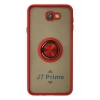 Mey İthalat®  Samsung Galaxy J7 Prime Kılıf Montreal Yüzüklü Silikon Kapak - Kırmızı