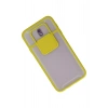 Mey İthalat®  Samsung Galaxy J7 Pro / J730 Kılıf Palm Buzlu Kamera Sürgülü Silikon - Sarı