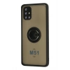 Mey İthalat®  Samsung Galaxy M51 Kılıf Montreal Yüzüklü Silikon Kapak - Siyah