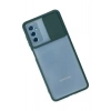 Mey İthalat®  Samsung Galaxy M52 5G Kılıf Palm Buzlu Kamera Sürgülü Silikon - Yeşil