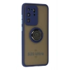 Mey İthalat®  Samsung Galaxy S20 Ultra Kılıf Montreal Yüzüklü Silikon Kapak - Lacivert
