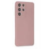 Mey İthalat®  Samsung Galaxy S21 Ultra Kılıf Nano içi Kadife Silikon - Pudra