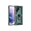Mey İthalat®  Samsung Galaxy S21 Ultra Kılıf Sofya Yüzüklü Silikon Kapak - Yeşil
