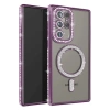Mey İthalat®  Samsung Galaxy S23 Ultra Joke Simli Magneticsafe Kılıf - Derin Mor