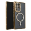 Mey İthalat®  Samsung Galaxy S23 Ultra Joke Simli Magneticsafe Kılıf - Gold