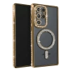 Mey İthalat®  Samsung Galaxy S23 Ultra Joke Simli Magneticsafe Kılıf - Gold