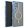 Mey İthalat®  Samsung Galaxy S23 Ultra Joke Simli Magneticsafe Kılıf - Mavi