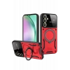 Mey İthalat®  Samsung Galaxy S24 FE Kılıf Joy Lens Standlı Kapak - Kırmızı